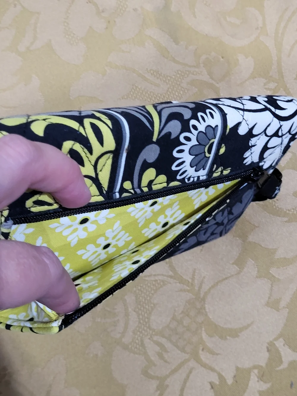 Vera Bradley Vintage Baroque Pattern Quilted Trifold Long Wallet